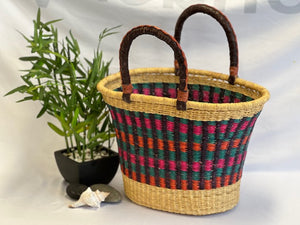 NC- ASIGE O-Shaped [V] Basket with Colour Aztec Pattern