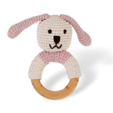Load image into Gallery viewer, Wooden Ring Bunny Rattle