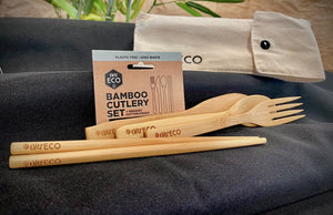 NC - Bamboo Cutlery Set with Chopsticks and Cotton Pouch